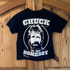 Boys Chuck Norris Is My Homeboy black short sleeve t-shirt size S